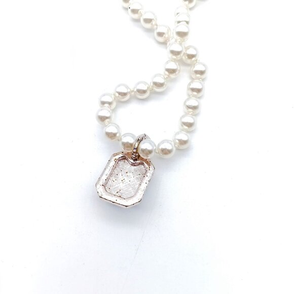 Brilliant Blue Avon Pendant Enhancer on Lustrous Knotted Glass Pearl Strand, Stu - Picture 4 of 4